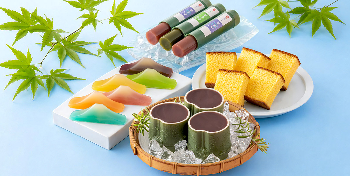 お中元ギフト カステラ ようかん わ菓子 富士　竹筒 長崎心泉堂